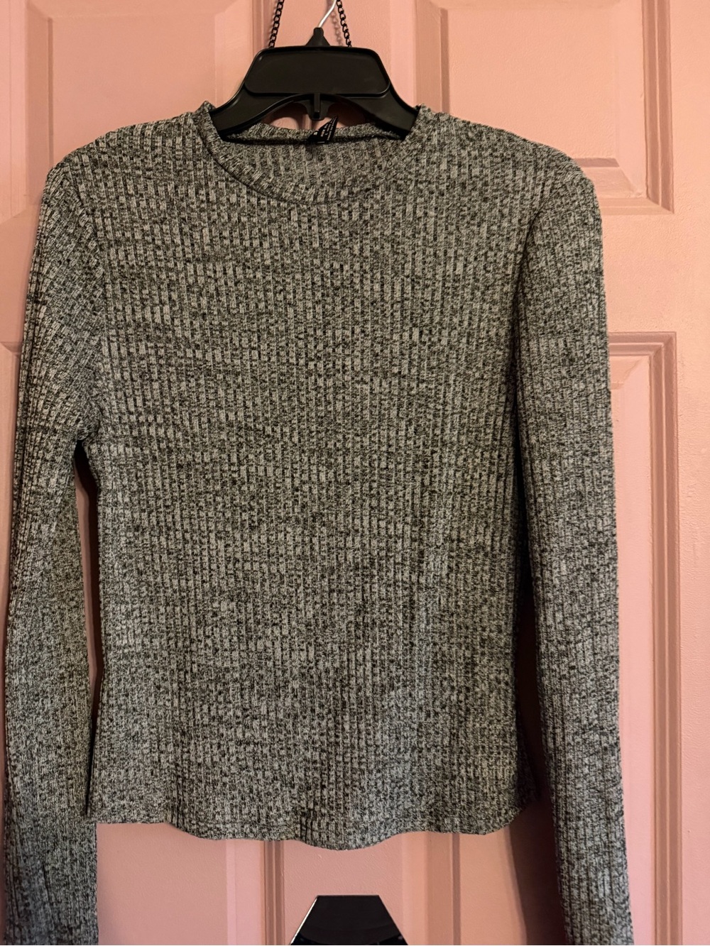 SHEIN Gray Ribbed Crew Neck Sweater